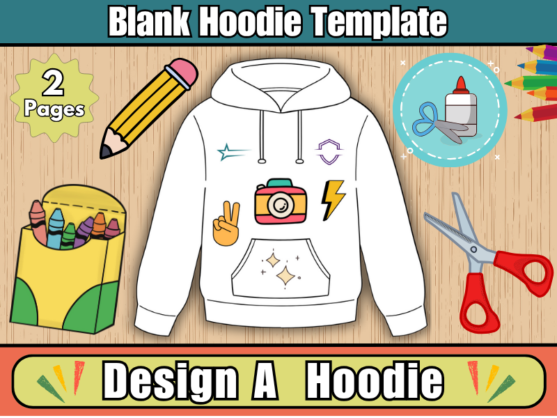Design Your Own Hoodie-Printable Hoodie Template Activity-Art & All About Me Worksheet for Kids