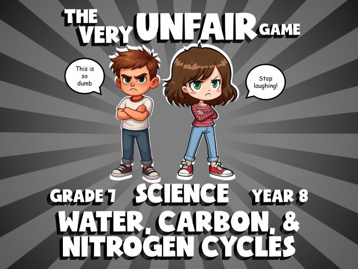 Water, Carbon, & Nitrogen Cycles VERY UNFAIR GAME | No-Prep Year 8 Science Review Activity