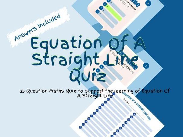 Maths Equation Of A Straight Line Quiz Game Activity