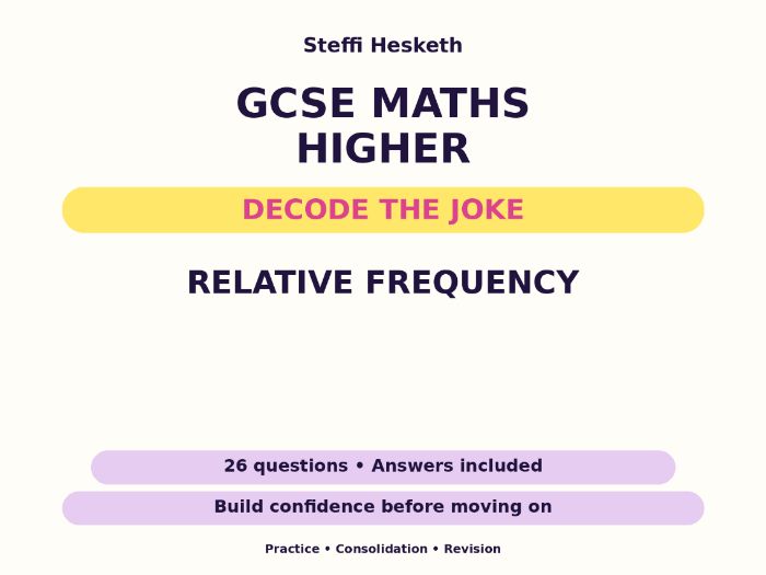 Relative Frequency | GCSE Decode the Joke + Answers