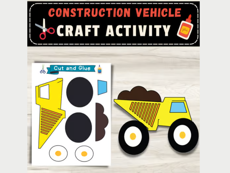 Build A Construction Vehicle Craft: Transportation Back To School Activities