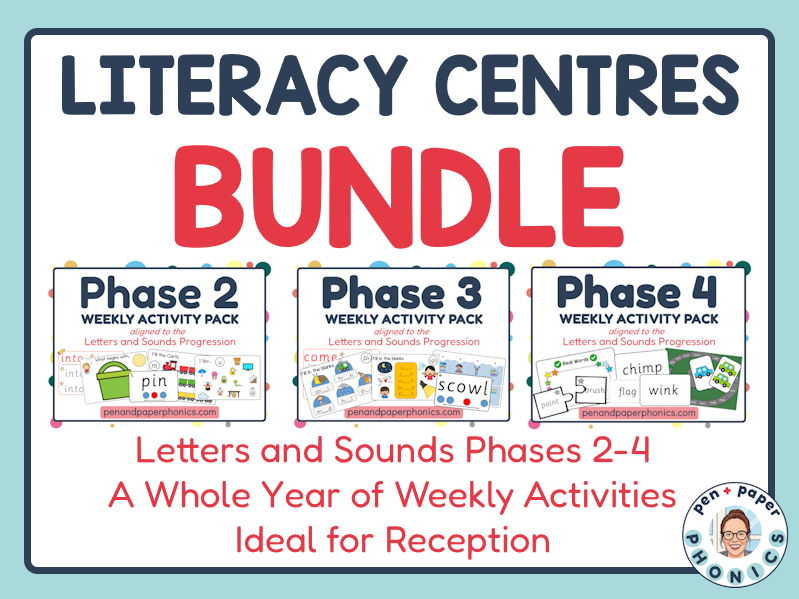 Complete Reception Literacy Centres Bundle | EYFS Phonics (Phases 2, 3 & 4)