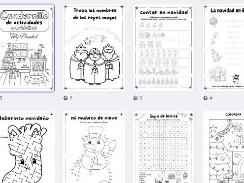 NAVIDAD 14 page puzzle book Spanish KS1