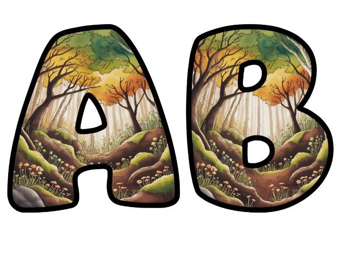 Enchanted Woods Story Writing Lettering Set for Classroom Display | Upper & Lowercase, 0-9 and Signs