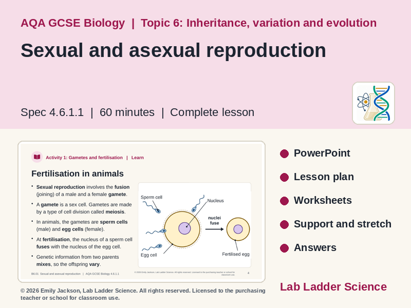 B6-01 Sexual & Asexual Reproduction: AQA GCSE Biology