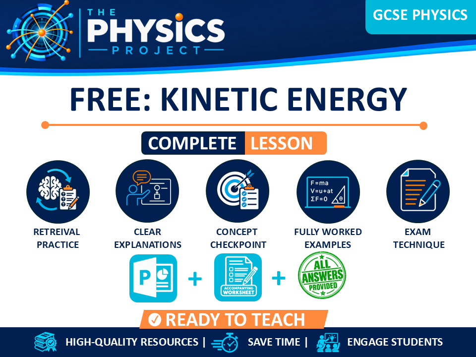 Kinetic Energy | GCSE Physics | Complete Lesson PowerPoint and Worksheet | Fully Editable