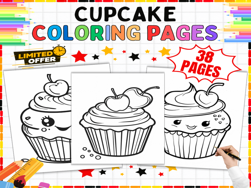 Cupcake Colouring Pages | Printable Sheets for Reception to Year 5 | Fun Baking Activity Resources