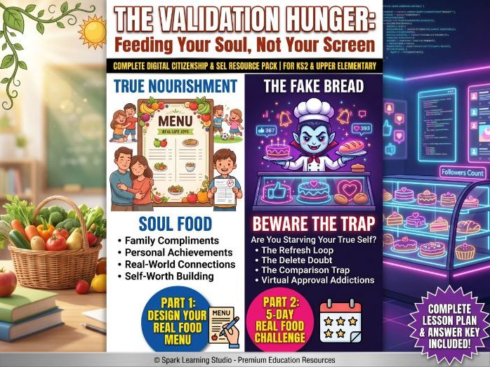 The Validation Hunger: Social Media Addiction & Self-Worth (SEL Worksheet Pack)
