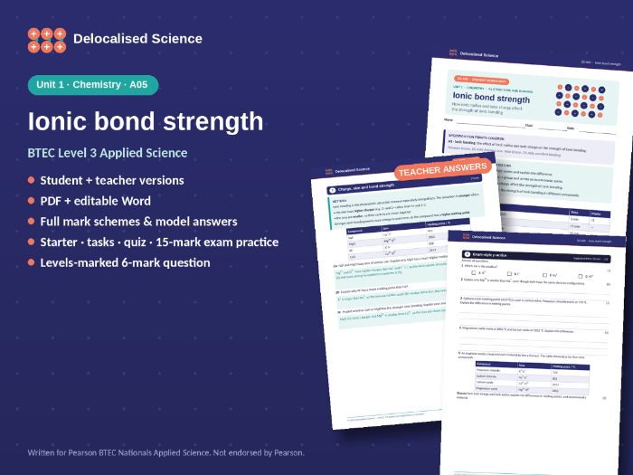 Ionic Bond Strength: Ionic Radius and Charge | BTEC Applied Science
