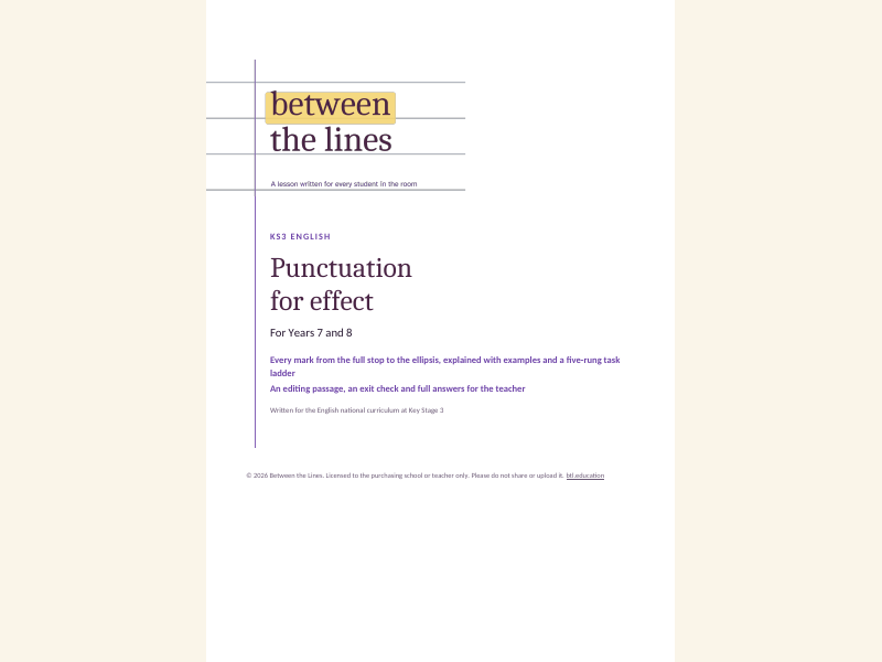 Punctuation for effect: a KS3 task ladder