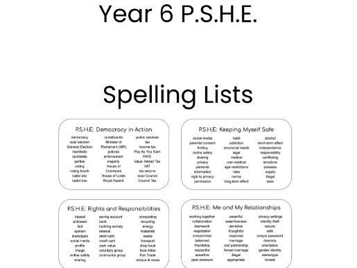 Year 6 Personal, Social, Health & Economic Education, P.S.H.E.