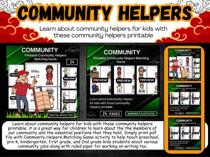 Printable Community Helper Matching Game