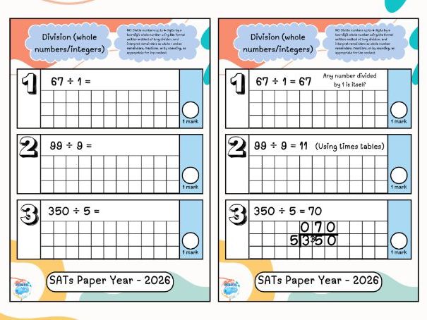 Updated Year 6 SATs Arithmetic Questions by Topic – Division (2015–2026)