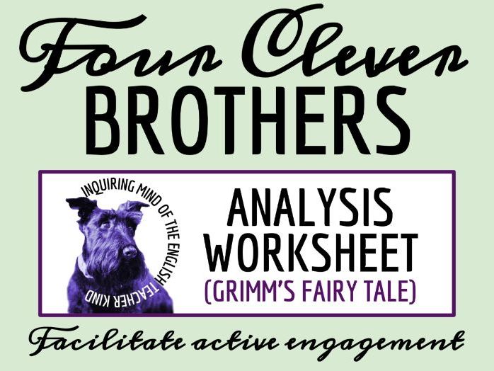 "The Four Clever Brothers" Close Reading Analysis Worksheet (Grimm's Fairy Tale)