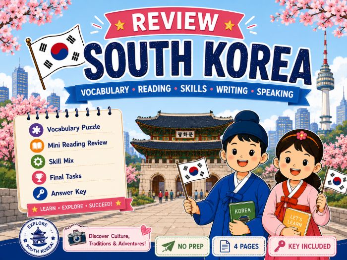 South Korea Review Pack - ESL EFL Worksheet