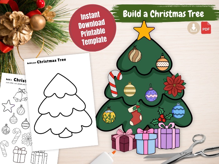 Build a Christmas Tree Paper Craft for kids