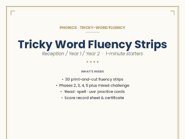 Tricky Word Fluency Strips