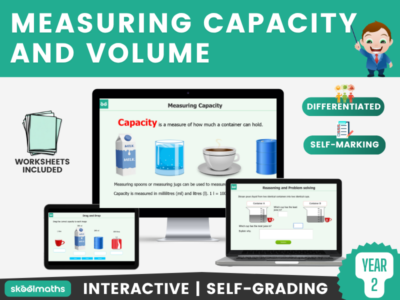 Measuring Capacity | Year 2 Interactive Digital Maths Activities | Self-Marking