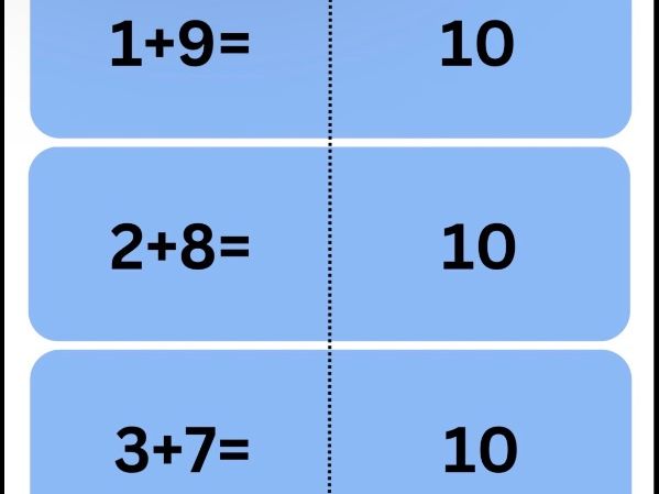 Number bonds 1-10 Cut & Stick
