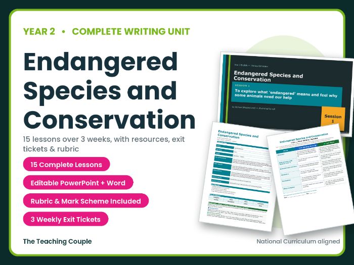 Endangered Species and Conservation | Year 2 English Unit | 15 Complete Lessons + Resources