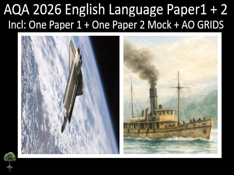 Two AQA 2026 GCSE English Language Paper 1 + 2 Mocks | AO GRIDS