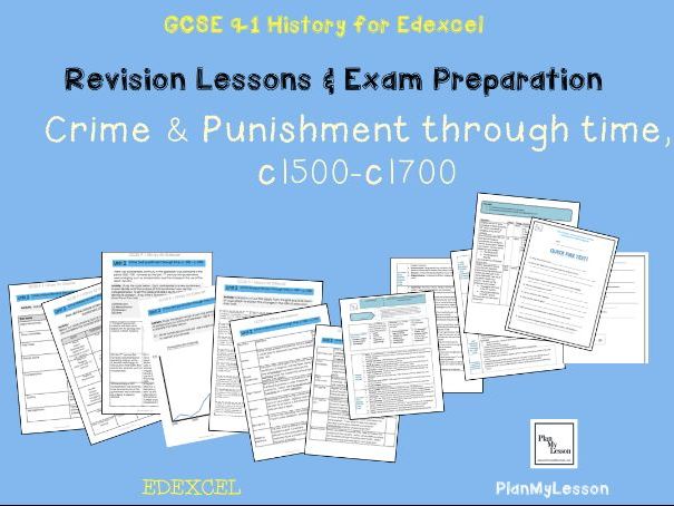 Edexcel 9-1 GCSE Crime and punishment through time, c1500 - c1700 revision pack