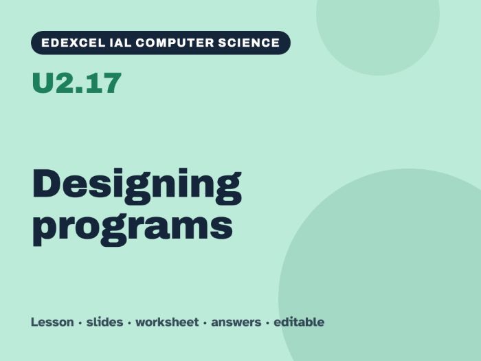 Edexcel IAL Computer Science – U2.17 Designing programs – Lesson & Worksheet
