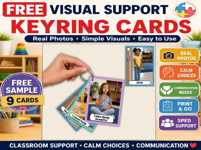 Free Autism Visual Support Keyring Cards