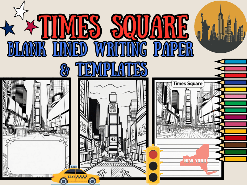 Times Square Writing Templates & Coloring Pages | NO PREP New York City Landmark