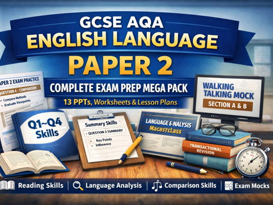 GCSE English Language Paper 2 – Complete Exam Prep Mega Pack (13 PPTs, Worksheets & Lesson Plans)