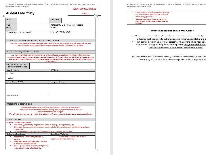 Student Case Study Template & Guide To Help Writing a Case Study - SEND Special Educational Needs