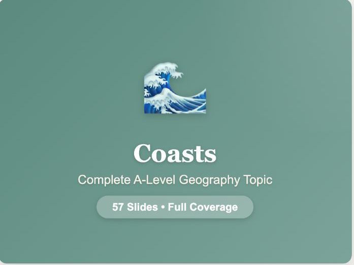 AQA A LEVEL Geography- COASTS full ppt- Without Pictures