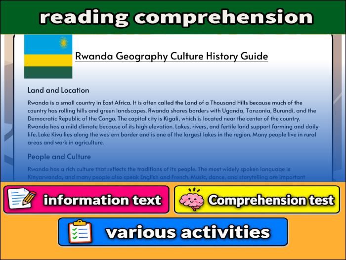 Rwanda Geography Culture History Guide- Reading Comprehension, Worksheet & Activities