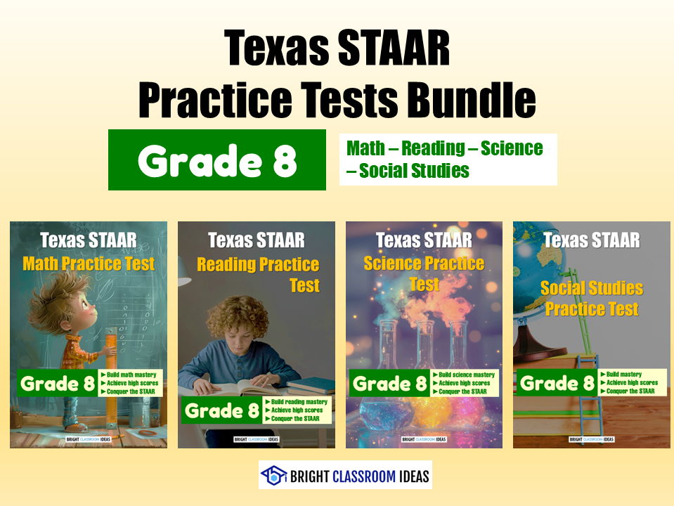 Texas STAAR Practice Tests Bundle for Grade 8