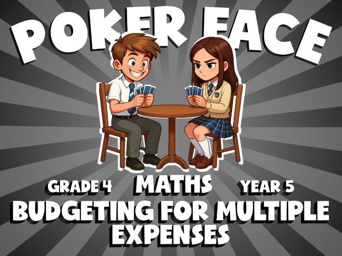 Budgeting for Multiple Expenses POKER FACE Maths Game | No-Prep Year 5 Review Activity