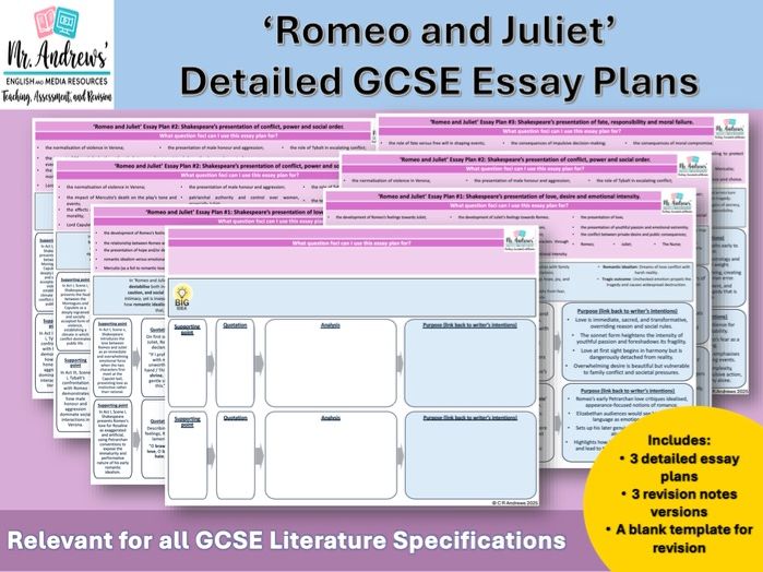 'Romeo and Juliet' GCSE Essay Plans