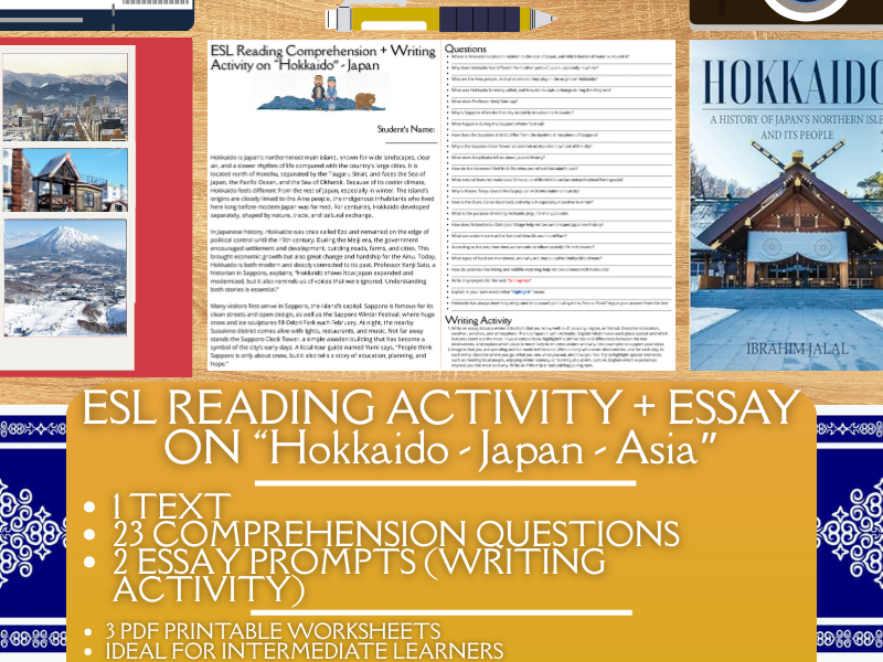 ESL Reading Comprehension + Writing Activity - Hokkaido - Japan - Asia - Winter