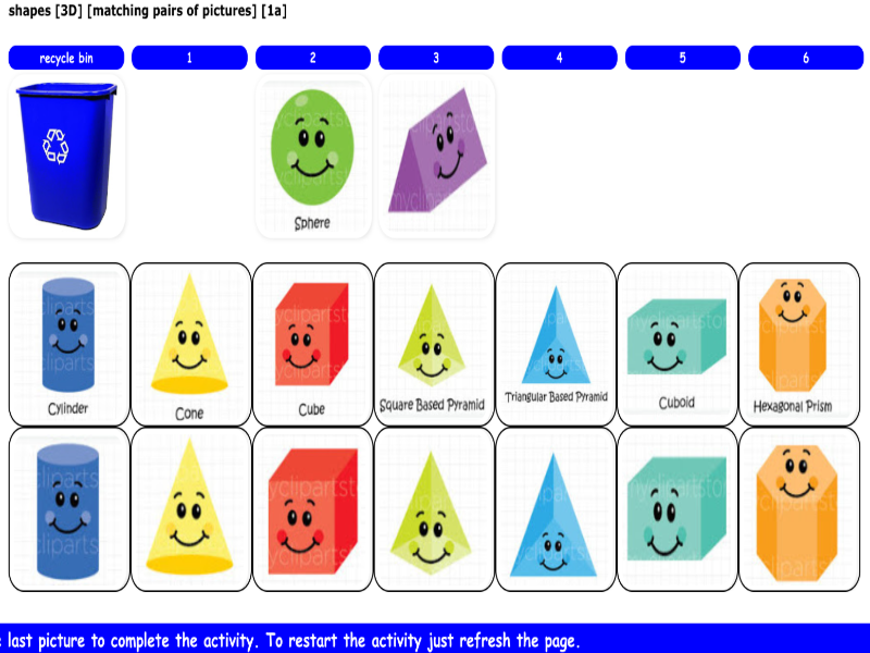 shapes [3D] [matching pairs of pictures] [1a]