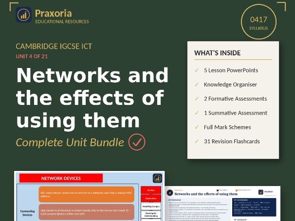 IGCSE ICT (0417) Topic 4- Networks and the effects of using them Pack