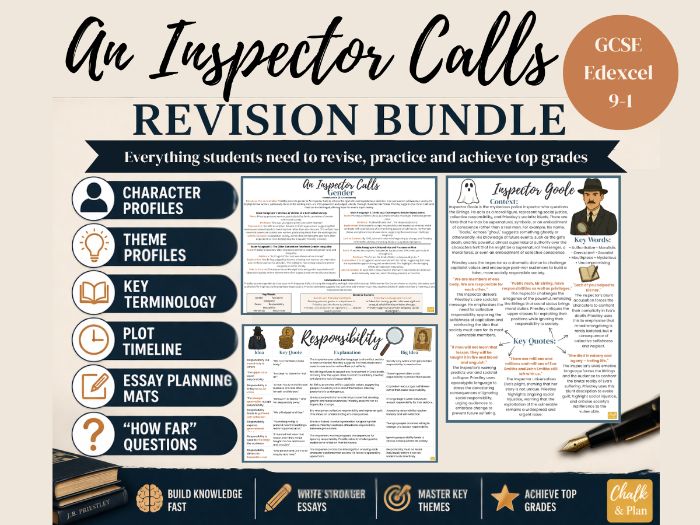An Inspector Calls GCSE Bundle | Themes, Characters, Essays, Context, Quotes (Edexcel)