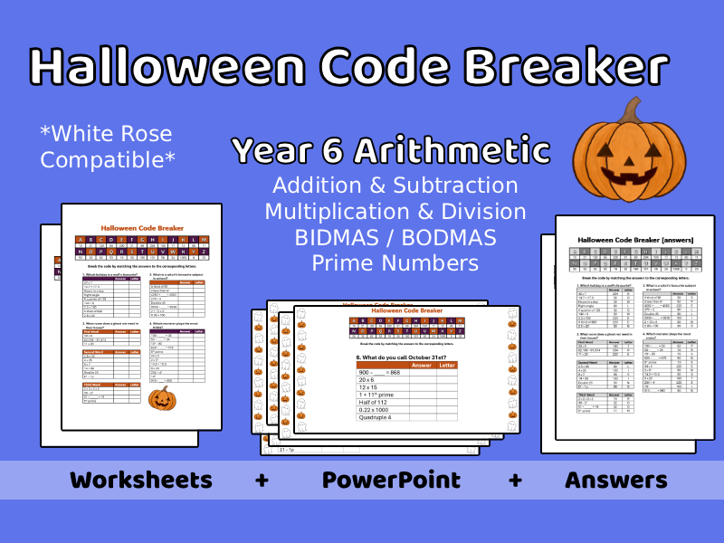 Year 6 Arithmetic Halloween Code Breaker