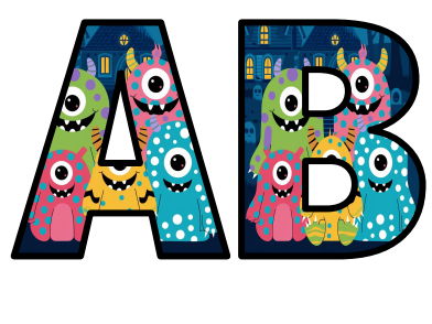 Halloween Monsters Lettering Set Display Title Letters Numbers Signs ...