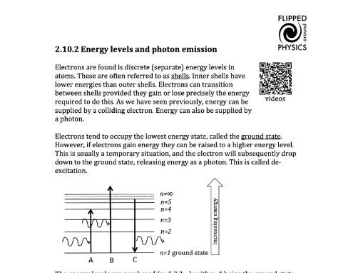 Energy levels and photon emission