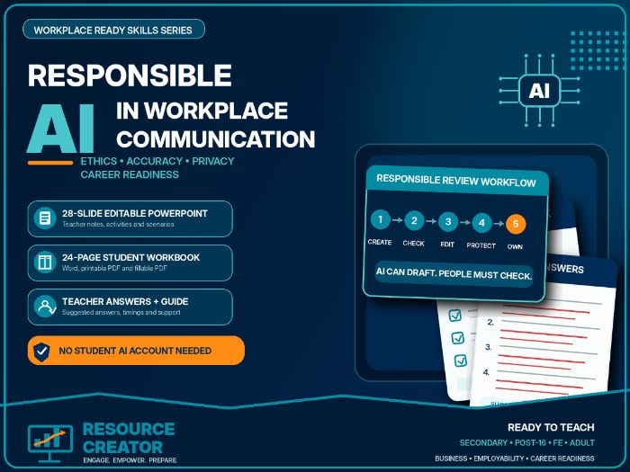 Responsible AI in Workplace Communication – PowerPoint, Workbook and Activities