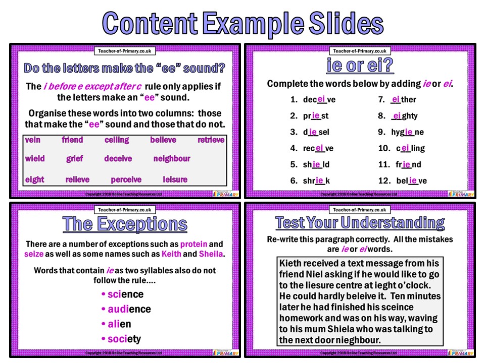 I Before E Except After C PowerPoint Lesson Teaching Resources