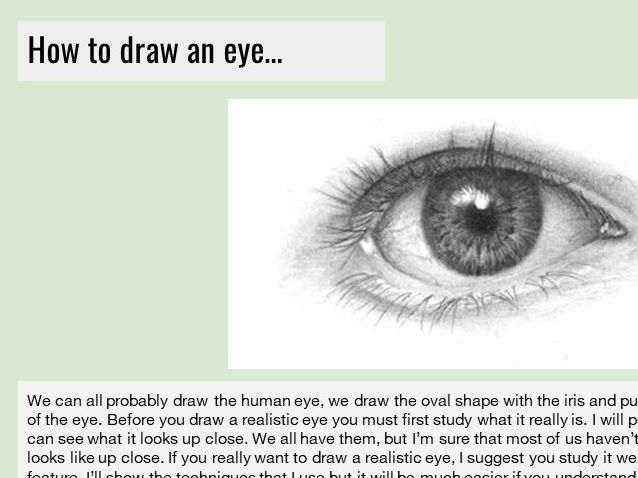 Step by step draw a realistic eye.