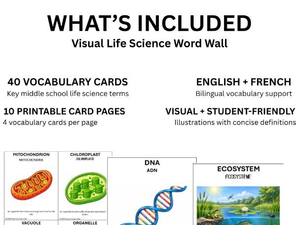 Life Science Word Wall | English + French | Teaching Resources