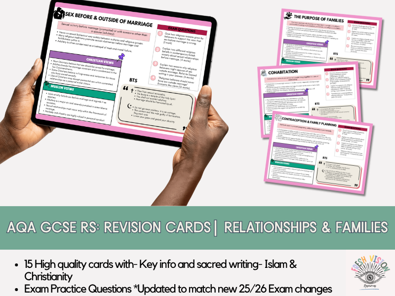 Families and Relationships Revision Cards – AQA GCSE RS Paper 2 Theme A