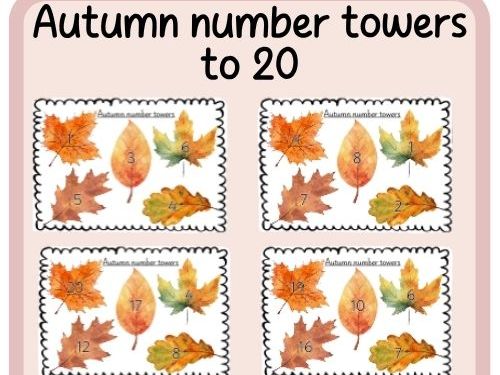 Autumn theme- number towers to 10 and 20