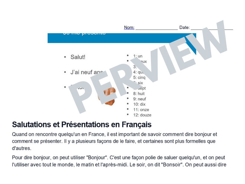 Salutations et Présentations en Français